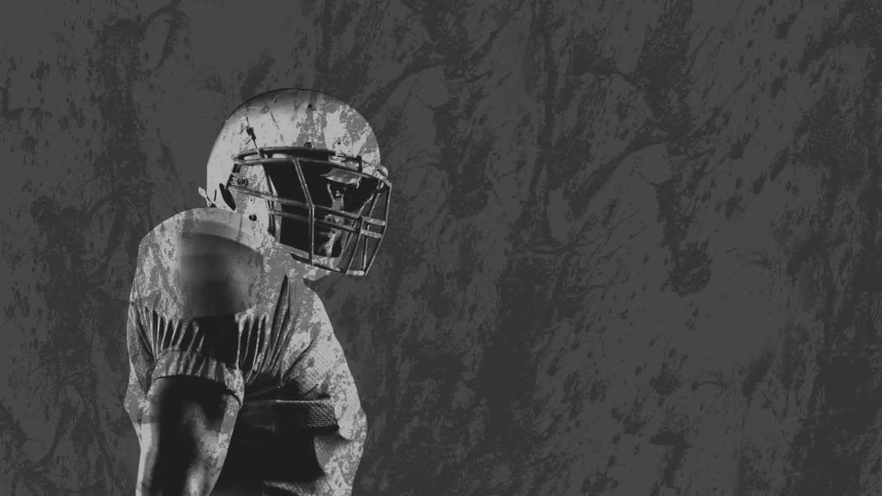 animación de un jugador de fútbol americano sobre un fondo gris
