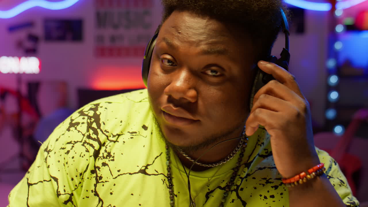 Portrait of African American Man in Recording Studio