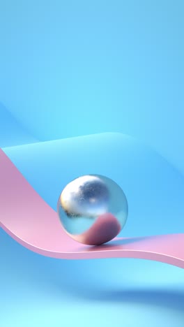 3d render animation of ball sliding, metallic, pink and blue colors