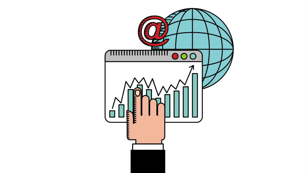 diseño de íconos de negocios en línea, animación de video hd1080