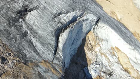 aerial views of the collpase in the north face of the marmolada mountain in the italian dolomites