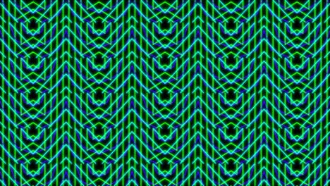 animación del patrón de neón del caleidoscopio que se mueve en movimiento hipnótico en un bucle sin costuras