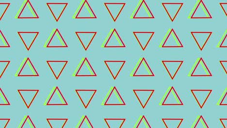 Animation-of-retro-hypnotic-motion-of-rows-of-yellow-and-red-triangle