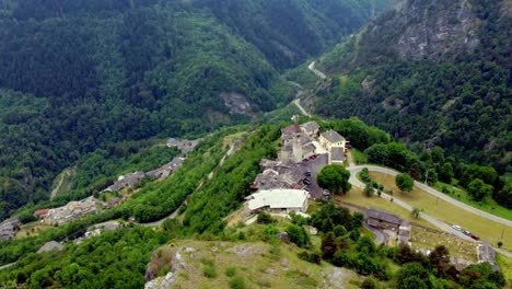 Areal-footage-of-a-beautiful-town-in-the-Italian-Alps