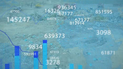 Multiple-changing-numbers-and-statistical-data-processing-against-overhead-view-of-landfill