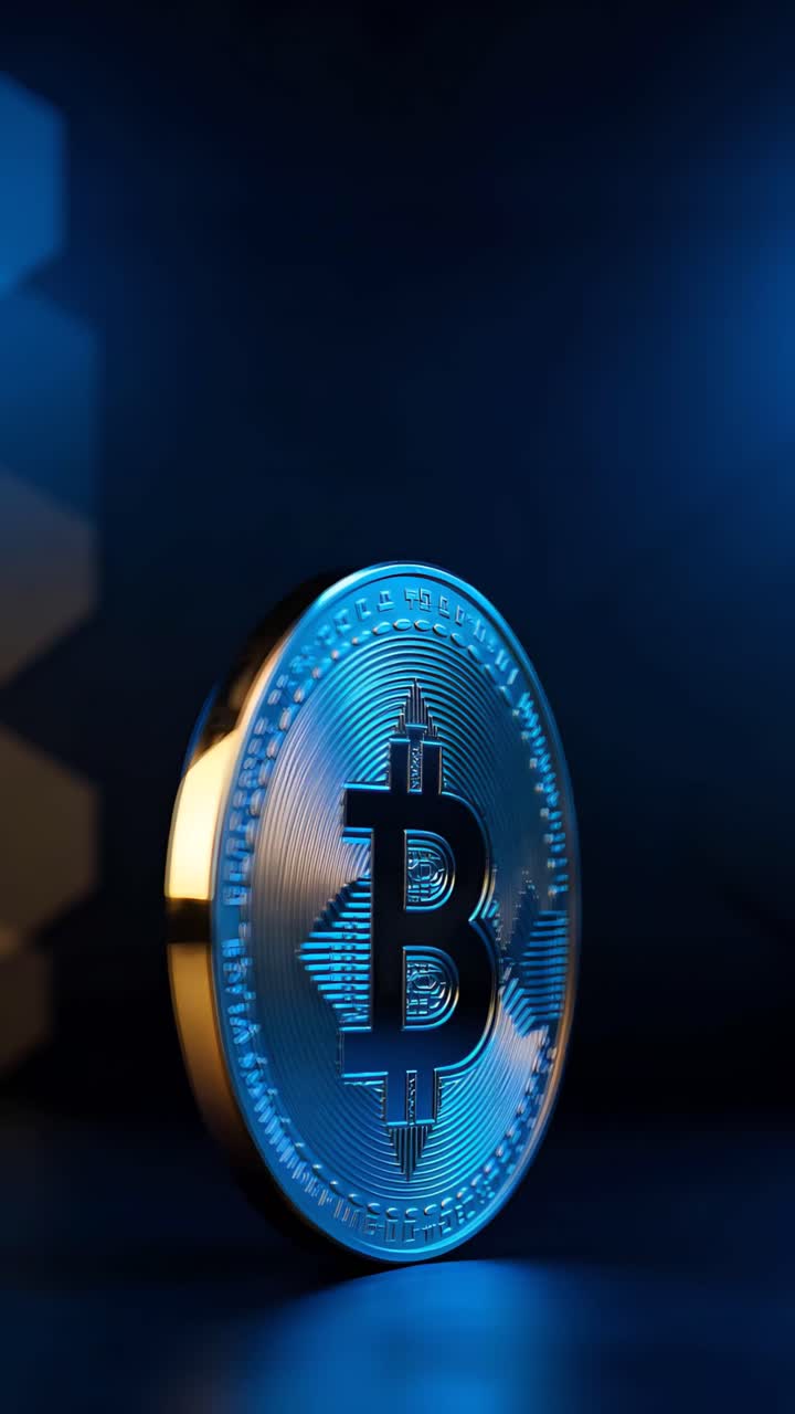 Animação de Bitcoin Dourado Girando em Fundo Escuro Cripto Cinematográfico 4K