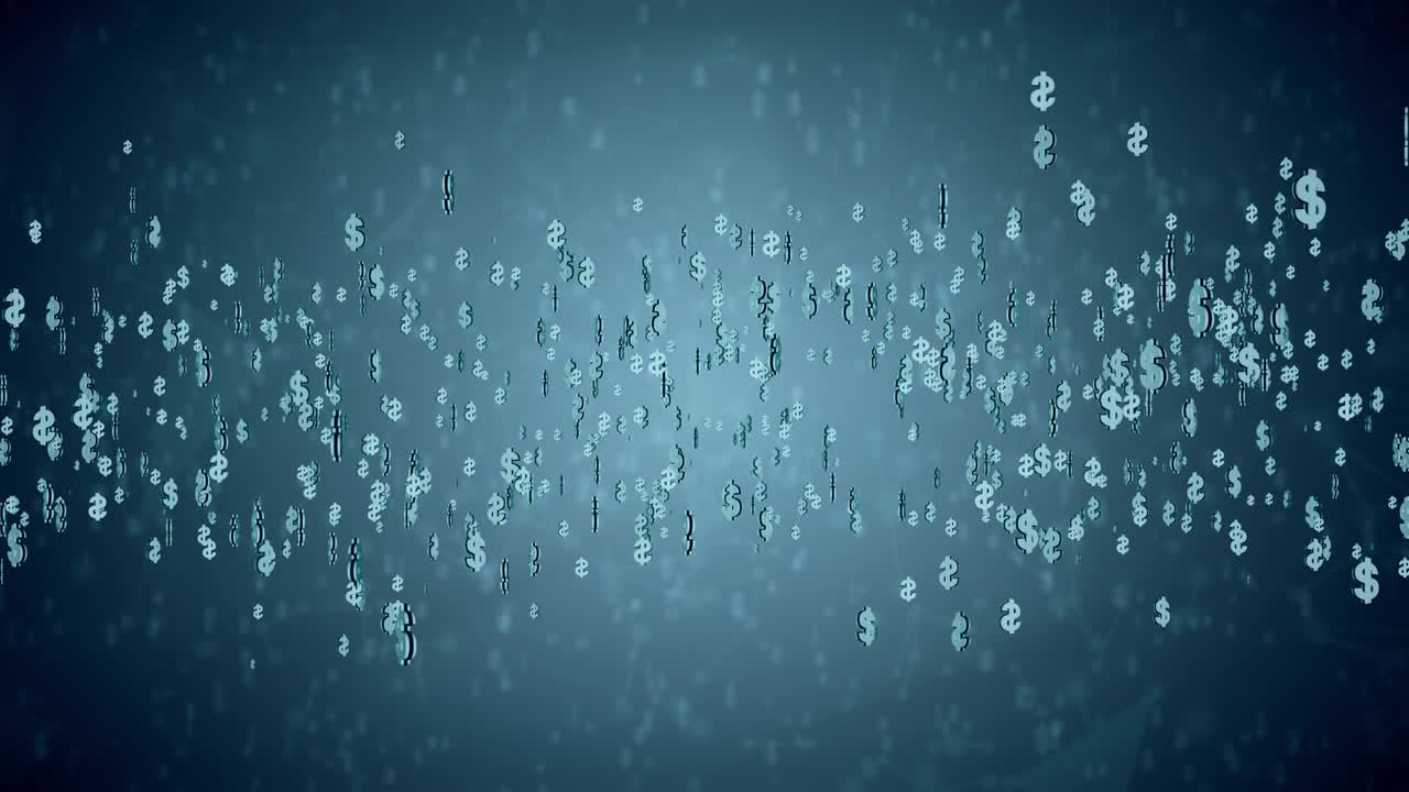 Blue Moving US Dollar currency 4K 3D Loop Animation New Motion Background.