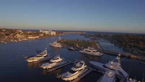 aerial shot of the marina of san jose del cabo at sunset, baja california sur