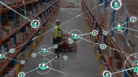 animation of network connections with human representation icons