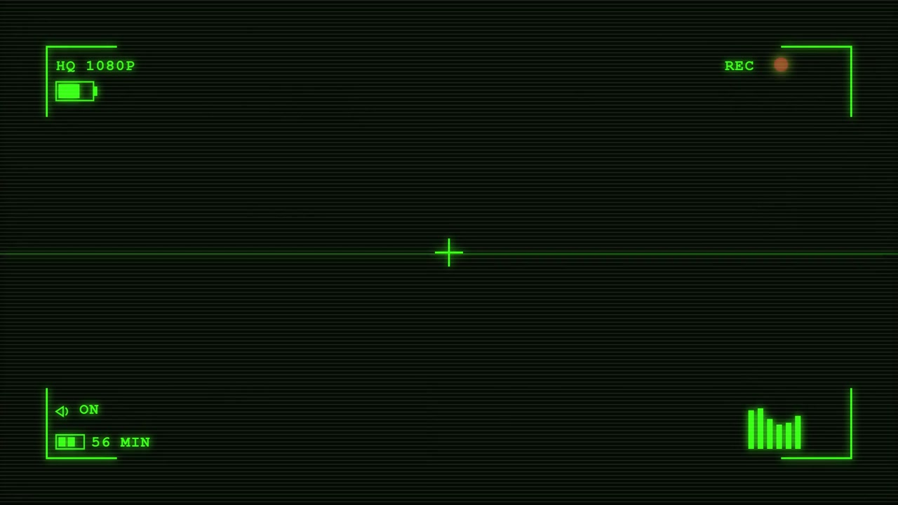 Digital Camera Viewfinder Overlay with Green HUD Interface