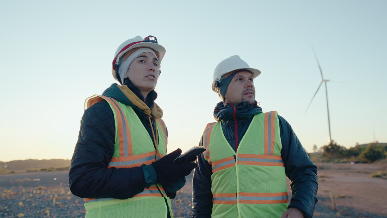 Male and Female Engineers Discussing Wind Power Plant