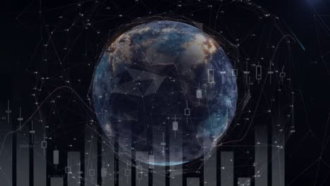 animación del procesamiento de datos y las estadísticas en todo el mundo