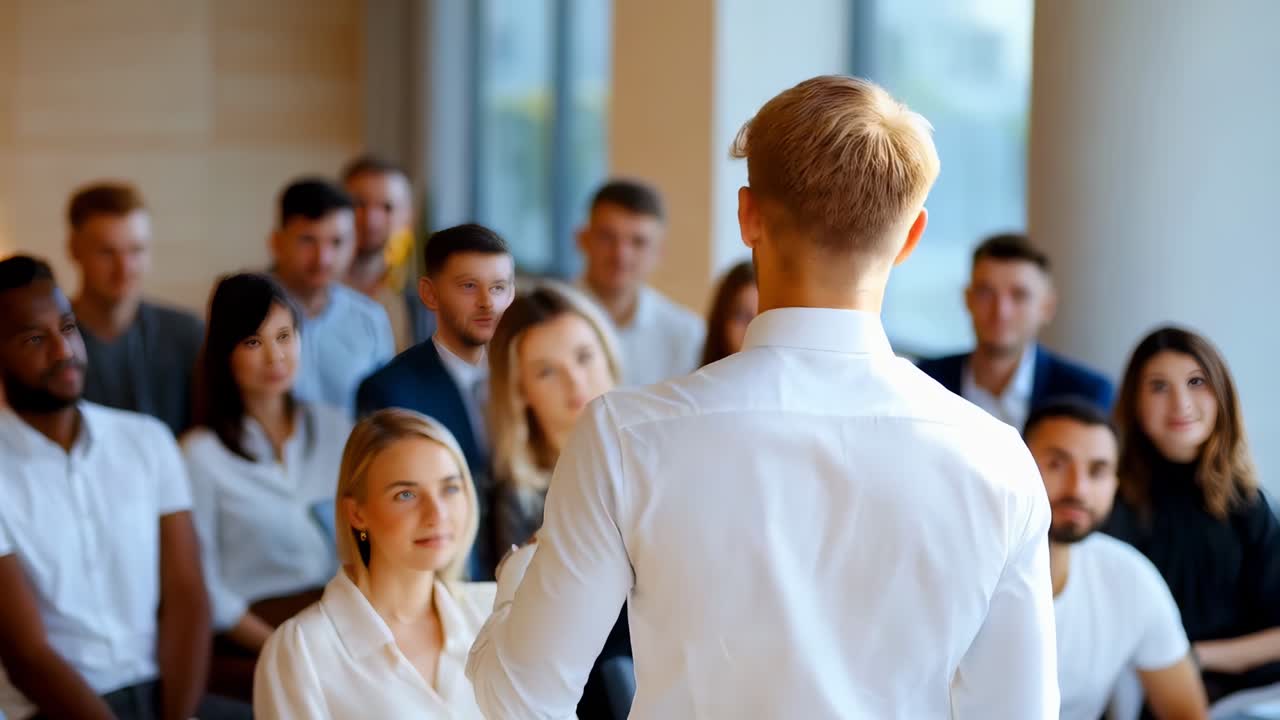 Businessman Presenting to Diverse Audience
