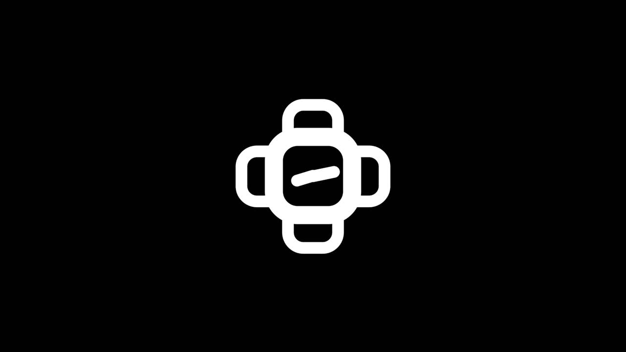 Smartwatch clock icon animation isolated on black background