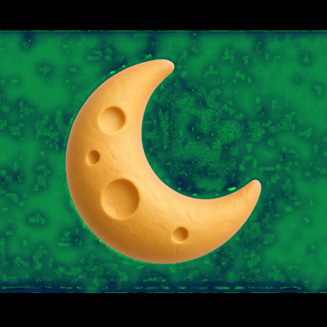 Cheese moon crescent art animation isolated asset, transparent 4K video, alpha channel, ProRes 4444