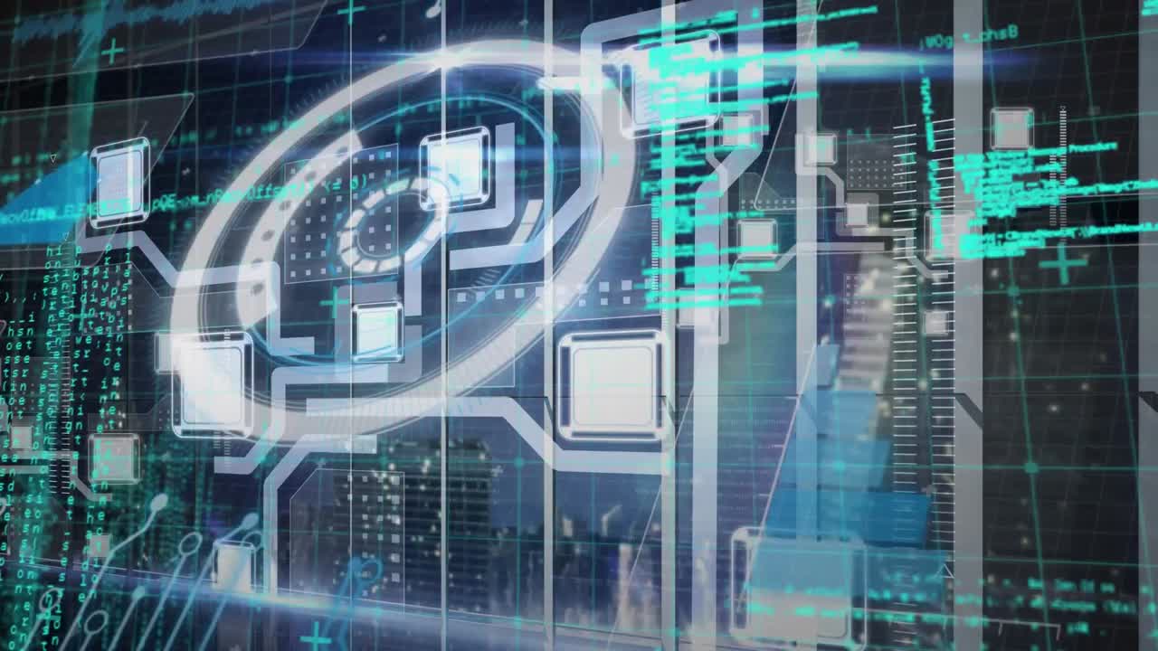 animación del escaneo del alcance y el procesamiento de datos sobre la cuadrícula