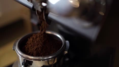 specialty coffee after grinding in a portafilter