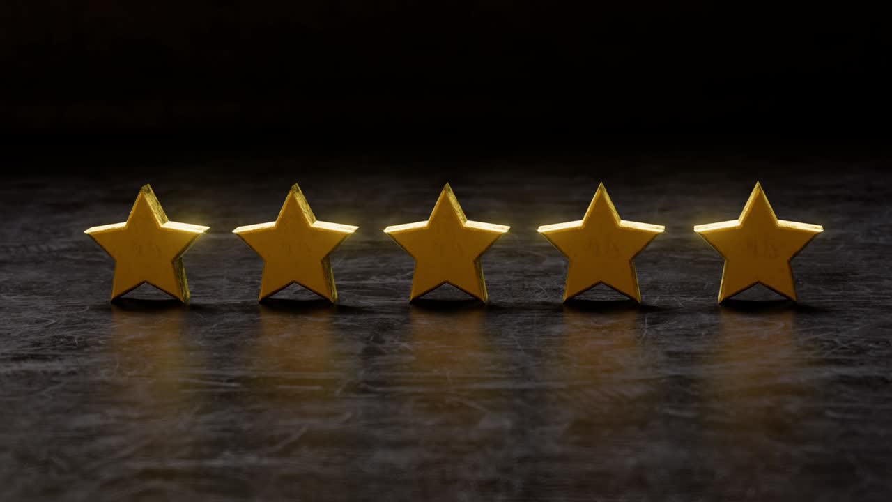 Five star rating grungy 3D animation