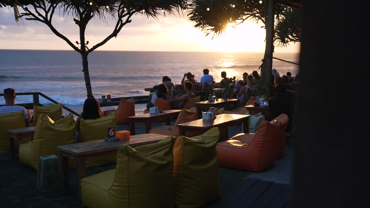 Bali beach bar at sunset_SLOW MOTION