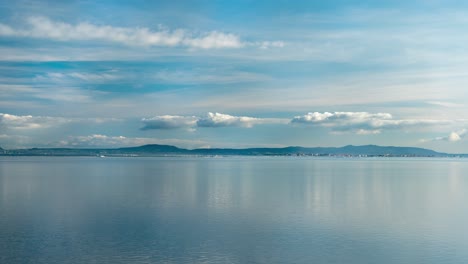 Sea-view-time-lapse-outside-Lisbon-Portugal,-beautiful-seascape