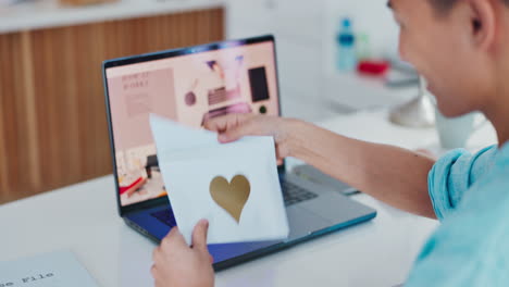 man, debt letter delivery and office with laptop