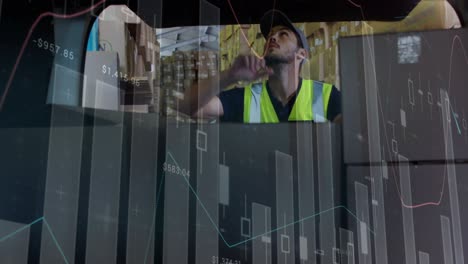 animación de estadísticas y procesamiento de datos financieros sobre el repartidor