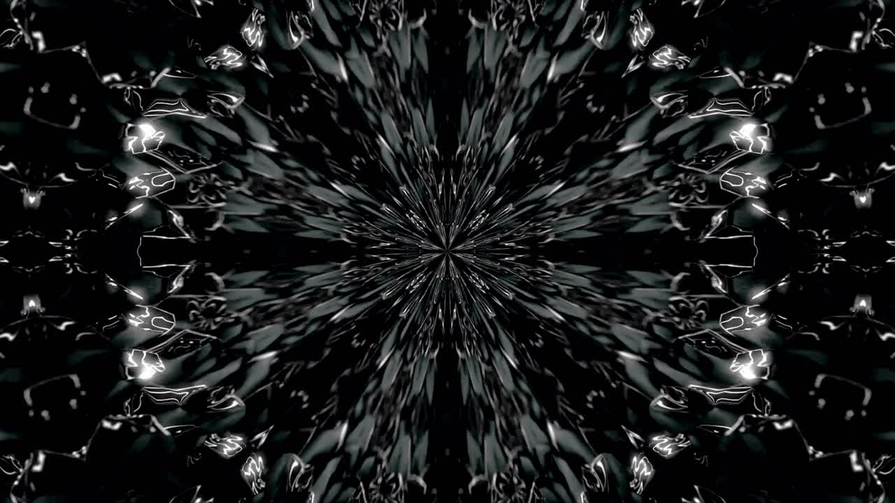 patrón de caleidoscopio abstracto en blanco y negro