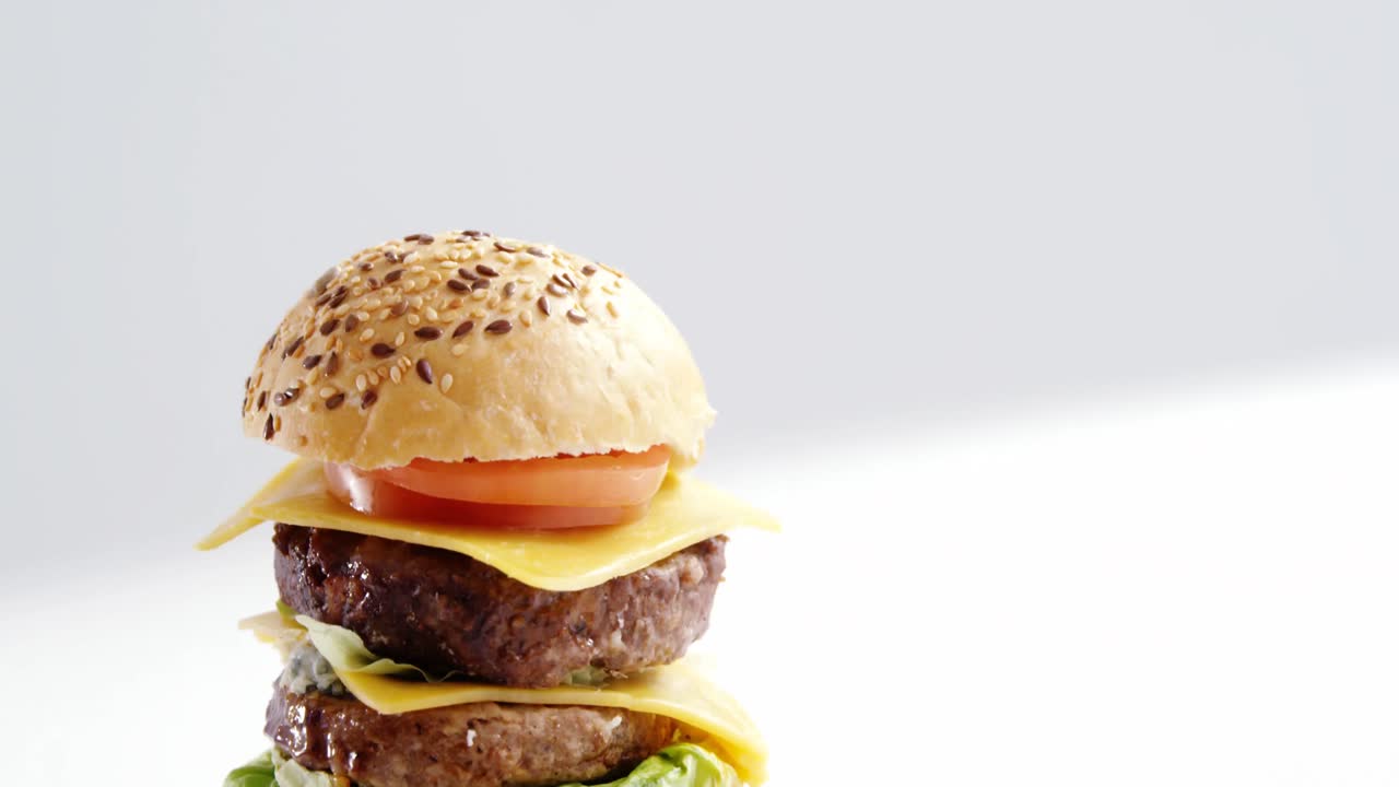 hamburguesa contra un fondo blanco