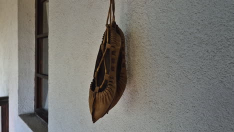 a pair of balkan traditional peasant shoes opanaci