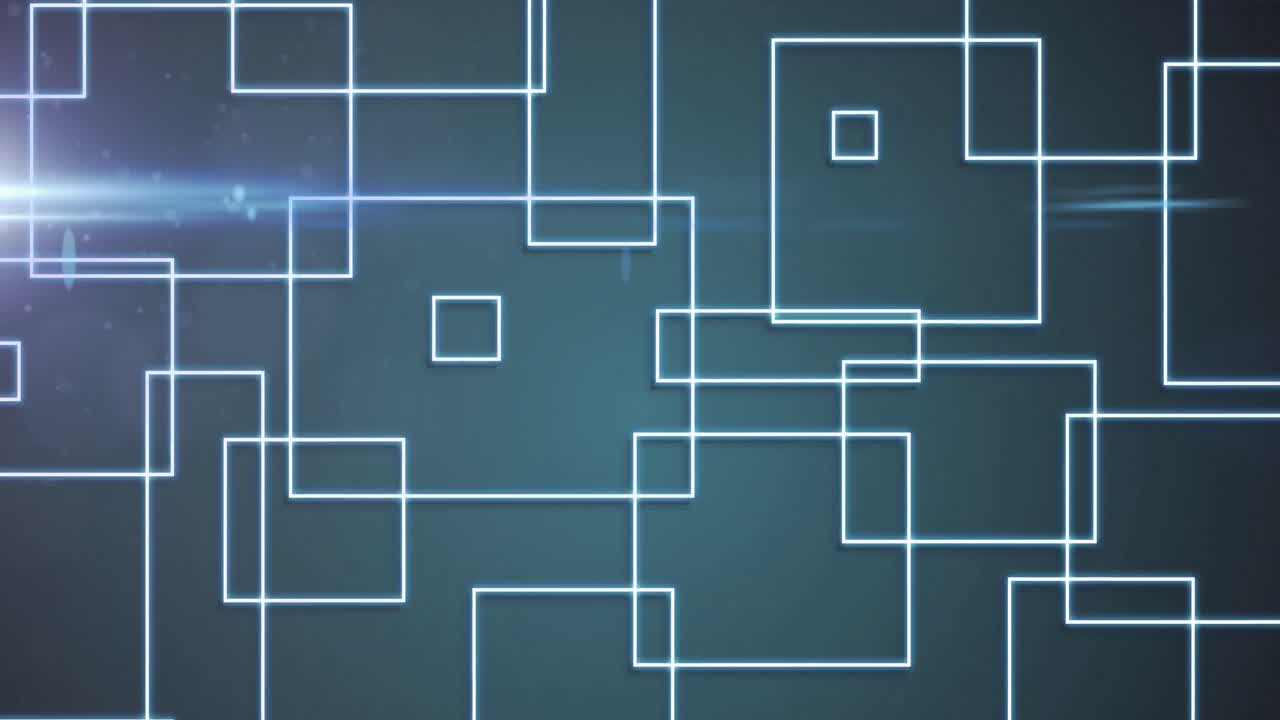 Animation of digital network of connections with white squares