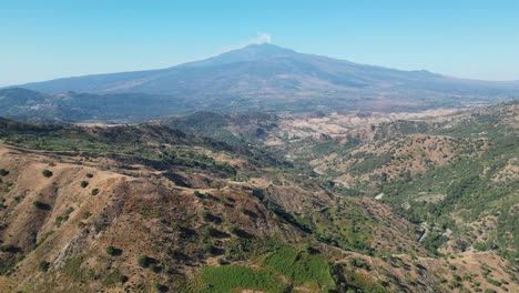 sicily nature landscape and mount etna volcano view in sicily, italy - aerial 4k