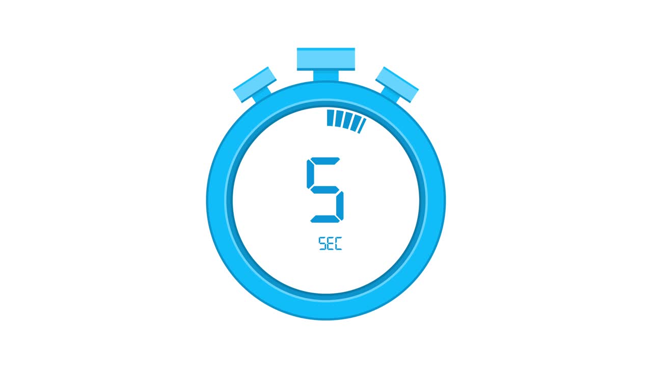 The 10 second, stopwatch icon. Stopwatch icon in flat style, timer on on color background. Motion graphics.
