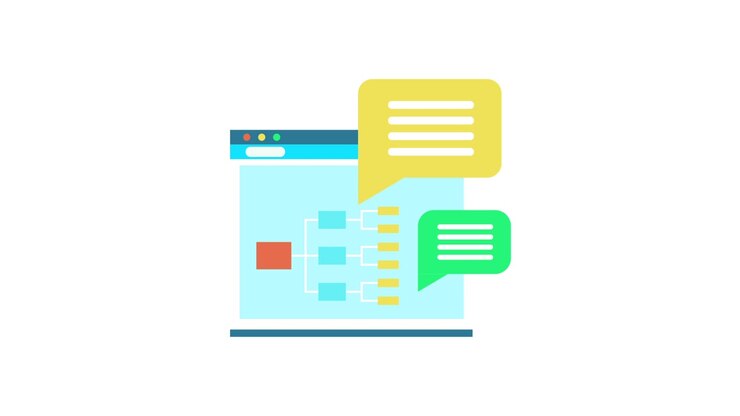 Animated Flowchart Displaying Information and Communication in a Browser
