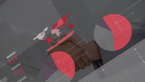animación de gráficos y datos sobre el apretón de manos