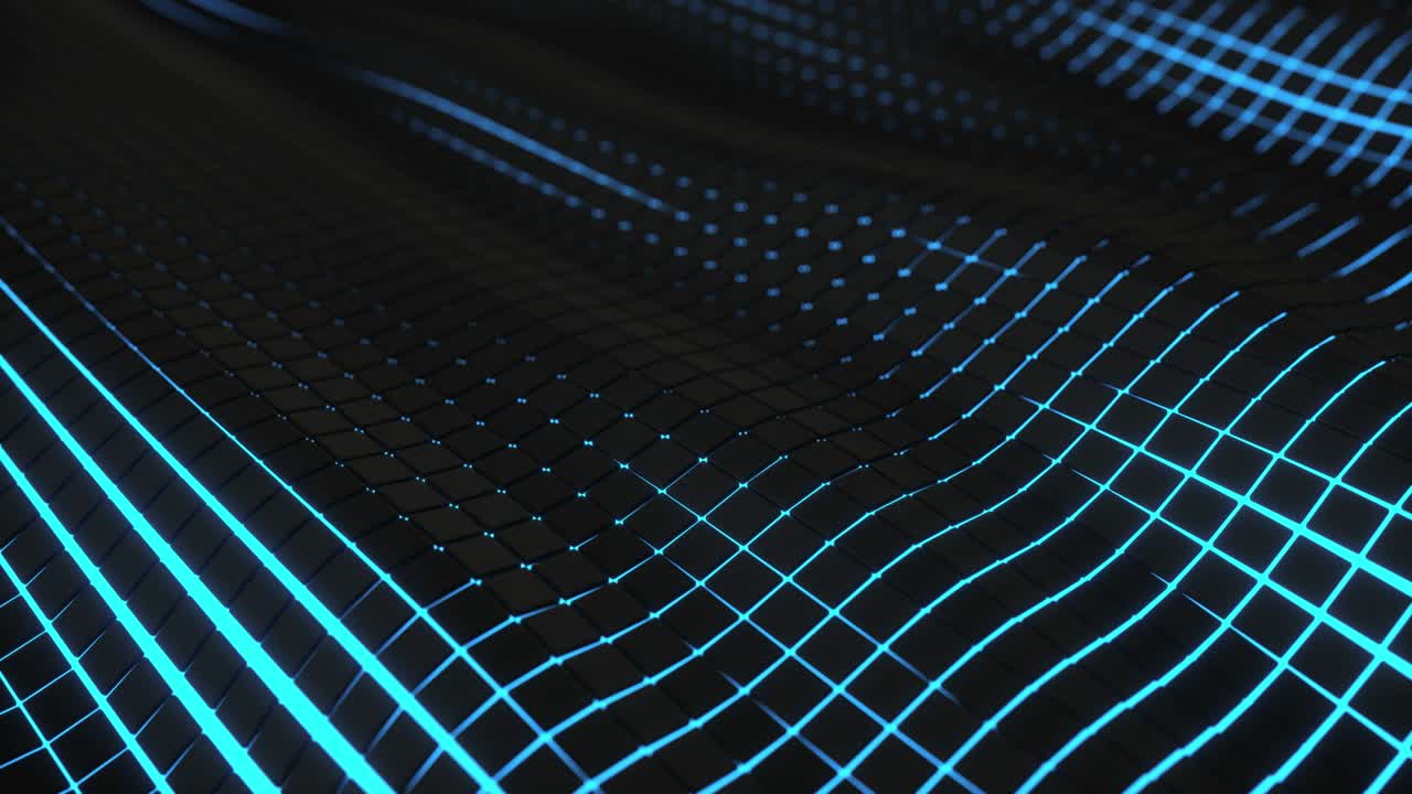Wavy surface made of black cubes with glowing background