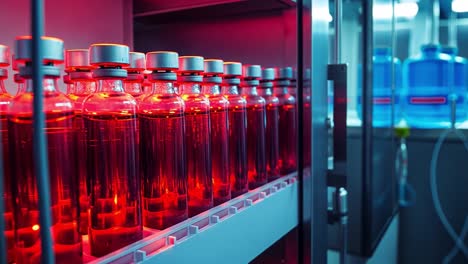 rows of medicine vials in a pharmaceutical setting