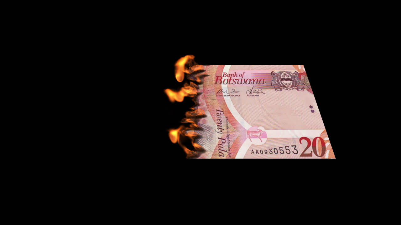Burning 20 Pula Banknote