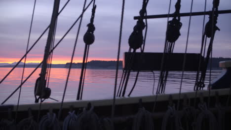 1700s tall ship underway at sunrise