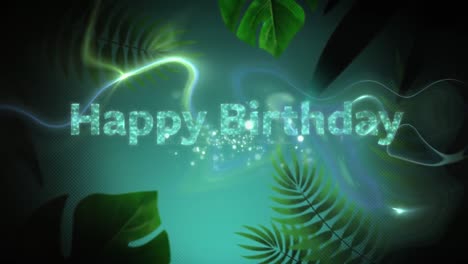 animation of the words happy birthday written in green letter