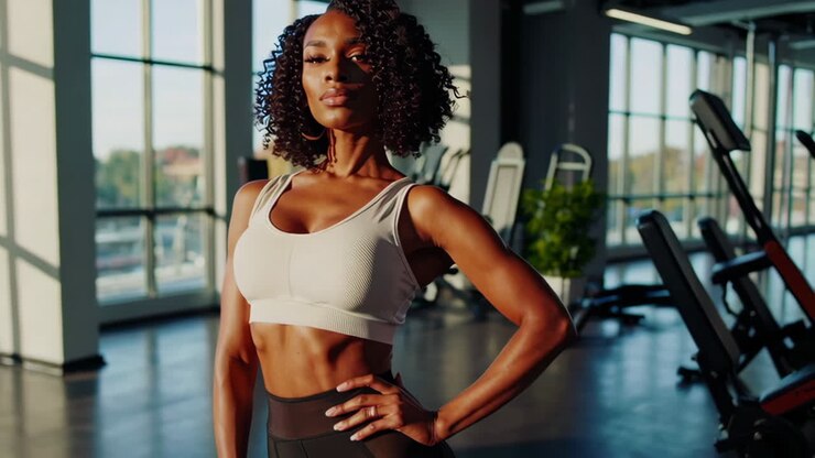 Eine fitte Frau im Fitnessstudio