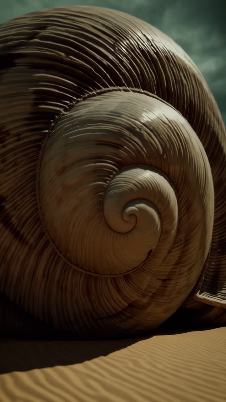 Giant Snail Shell in a Desert Landscape
