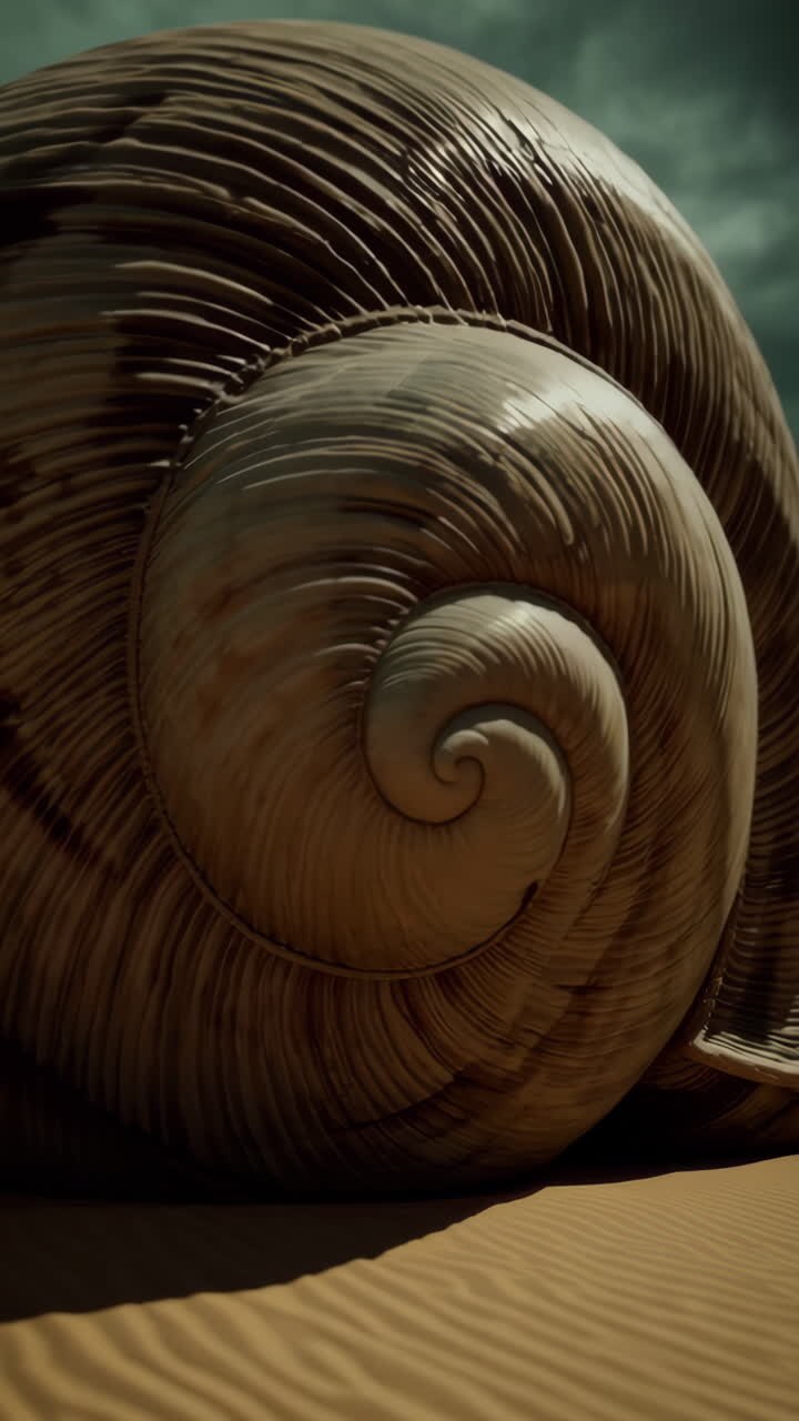 Giant Snail Shell in a Desert Landscape