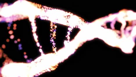 delve into the fascinating world of a lively dna structure, where colorful particles dance energetically against a dark, contrasting background