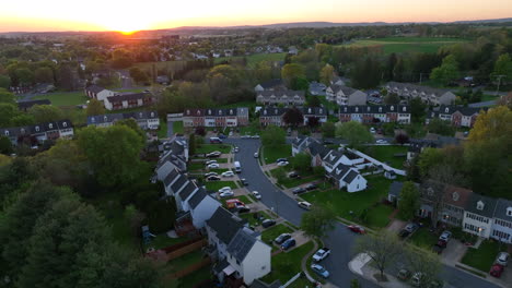 aerial reveal of sprawling neighborhood