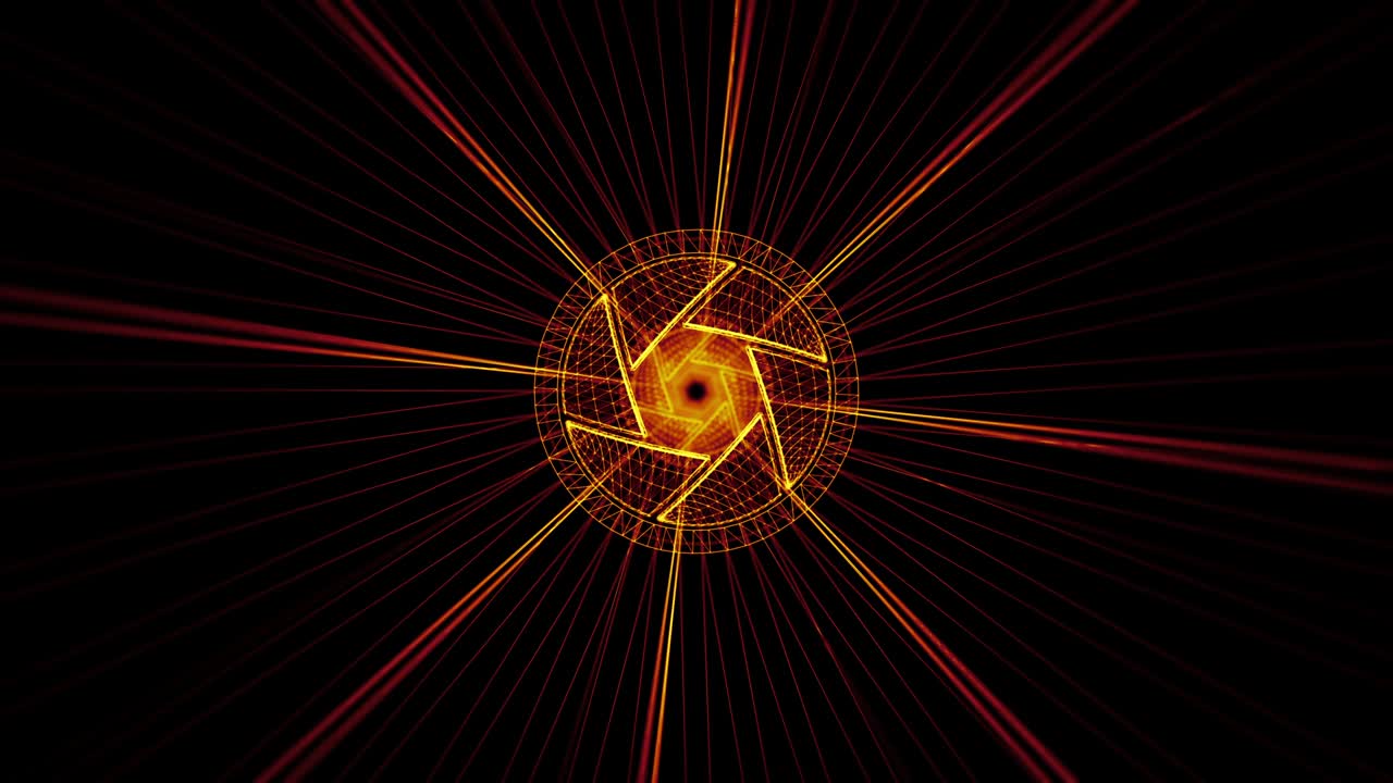 Futuristic Tunnels Loop – Orange Wireframe