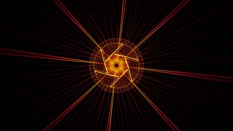 Futuristic Tunnels Loop – Orange Wireframe