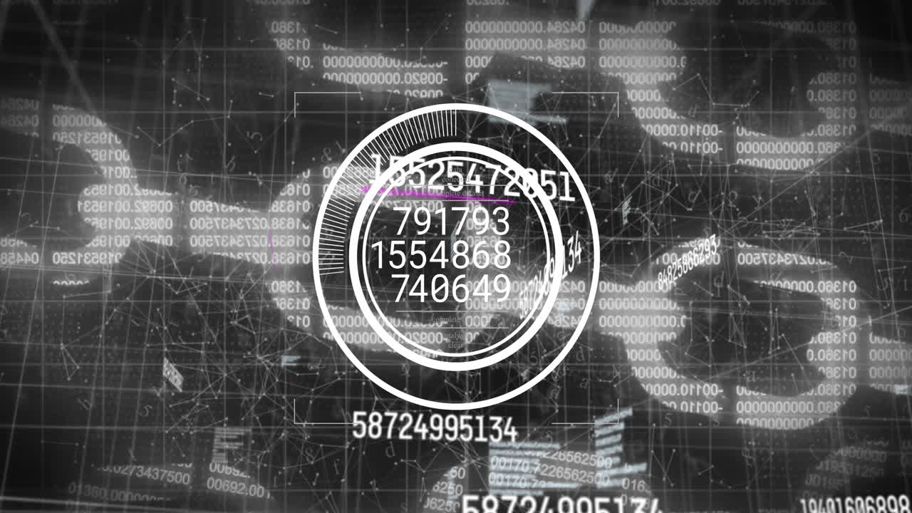 온라인 보안 체인, 숫자 및 데이터 처리 범위의 애니메이션