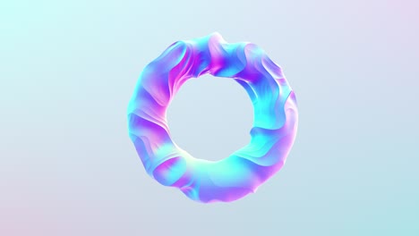 forma de toroide 3d en colores holográficos con ondas