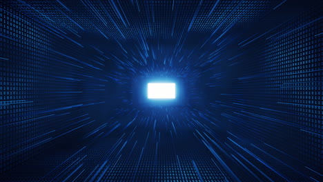 dark blue digital cyberspace tunnel, 3d rendering.