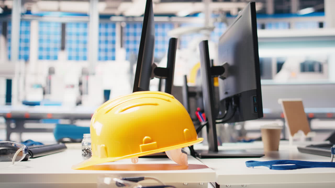 Vertical Video Computer display in solar panels manufacturing plant used to study solar energy